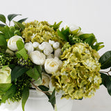 Low Green and White Hydrangea in White Container
