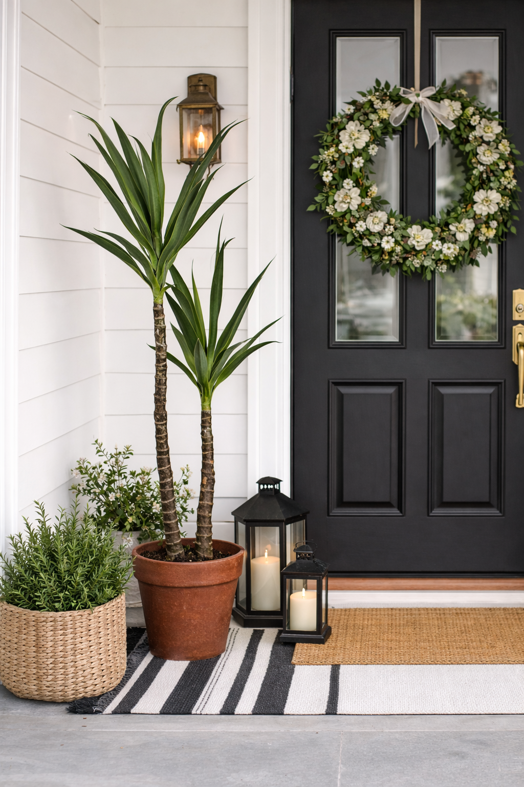 realistic artificial plant in entryway